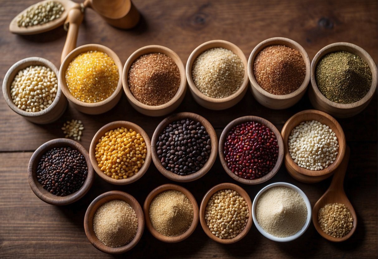 A group of bowls of different types of quinoa