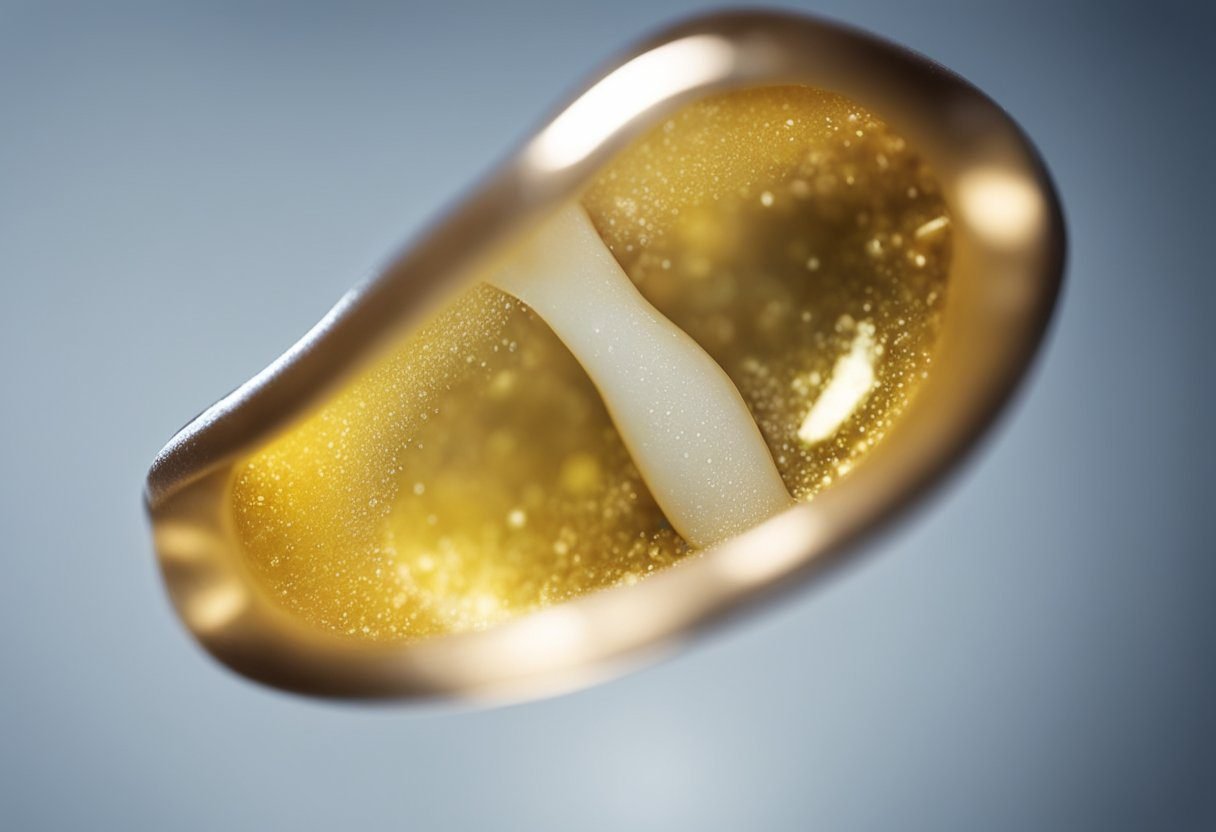 A tooth with yellow discoloration due to vitamin deficiency